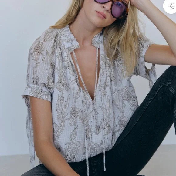 NWT Birgitte Herskind Gajol Blouse Blooming Floral Metallic 38 - Picture 6 of 13